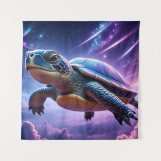 Purple Galactic Sea Turtle Tapestry