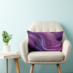 Purple galaxy abstract glitter lumbar pillow
