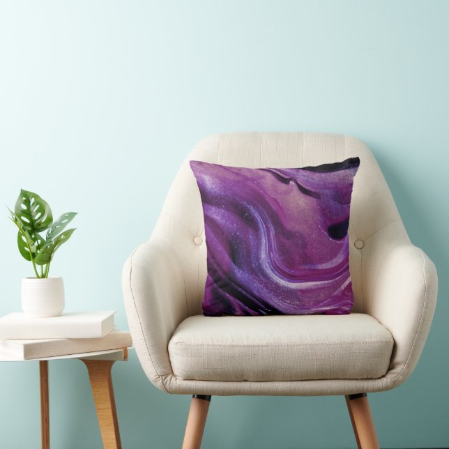 Purple galaxy abstract glitter  throw pillow (Chair)