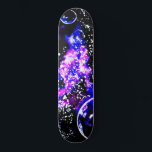 Purple Galaxy and Planets Skateboard<br><div class="desc">a decorative space artwork featuring a purple coloured space nebula with planets and moons emerging from black space on a skateboard.</div>