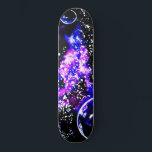 Purple Galaxy and Planets Skateboard<br><div class="desc">a decorative space artwork featuring a purple coloured space nebula with planets and moons emerging from black space on a skateboard.</div>