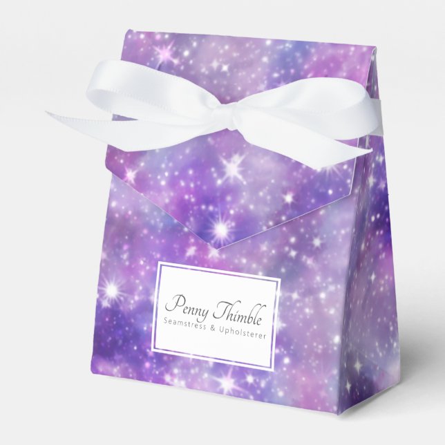 Purple Galaxy and stars Favor Box (Front Side)