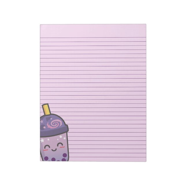 Purple Galaxy Boba Tea Stationery Lined Notepad (Rotated)