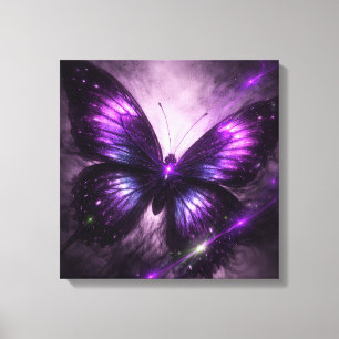 Purple Galaxy Butterfly Canvas Wall Art