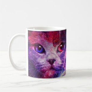 Purple Galaxy Cat Coffee Mug