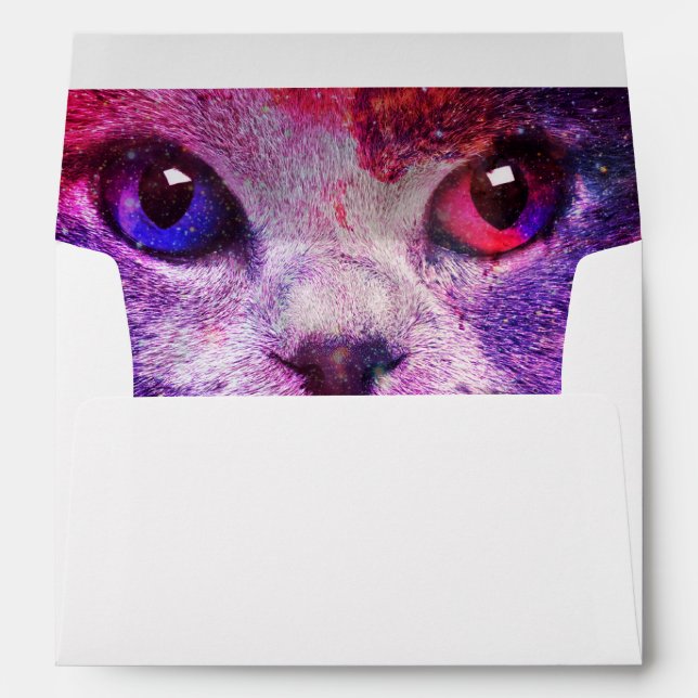 Purple Galaxy Cat  Envelope (Back (Bottom))