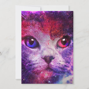 Purple Galaxy Cat  Invitation