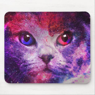 Purple Galaxy Cat Mouse Pad