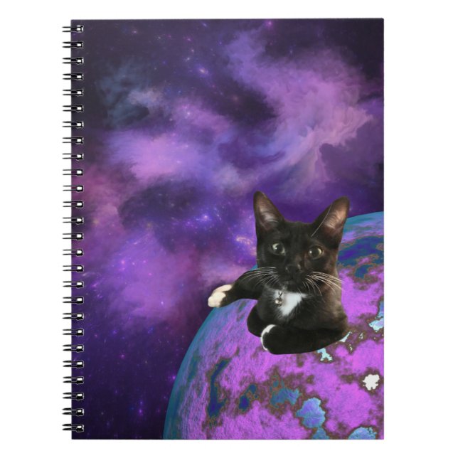 Purple Galaxy Cat Notebook (Front)