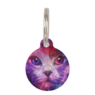 Purple Galaxy Cat Pet Tag