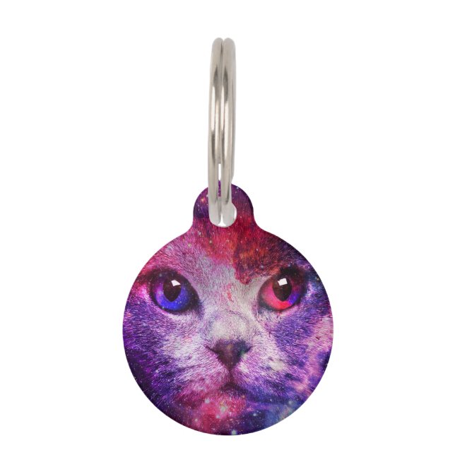 Purple Galaxy Cat  Pet Tag (Front)
