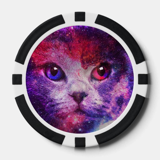 Purple Galaxy Cat  Poker Chips (Front)