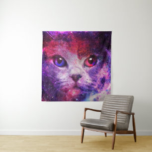 Purple Galaxy Cat Tapestry