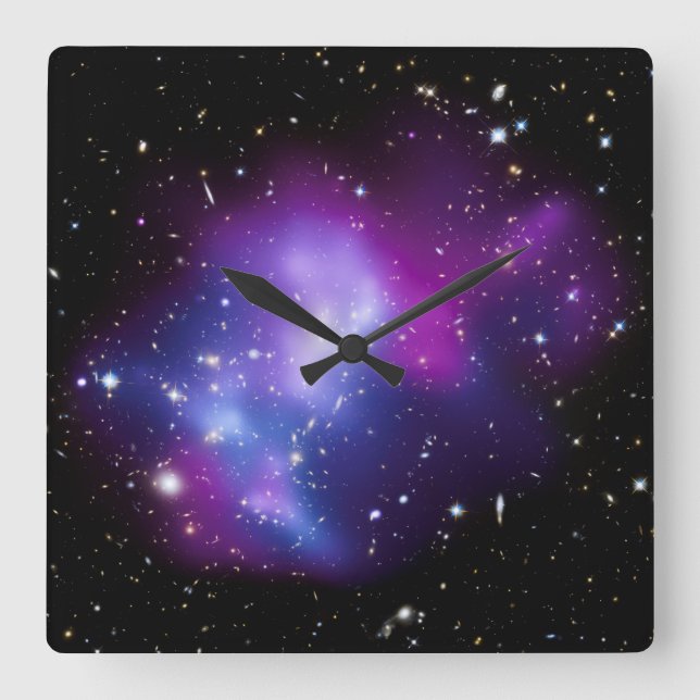 Purple Galaxy Celestial Photo Square Wall Clock (Front)