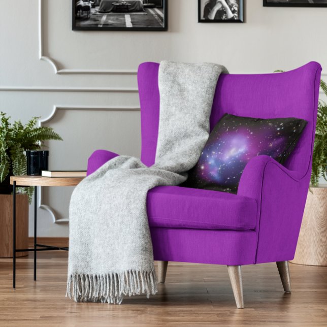 Purple Galaxy Celestial Space Photo Throw Pillow (Galaxy Cluster MACS J0717 Pillow)