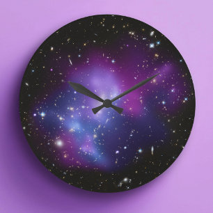 Purple Galaxy Cluster Wall Clock
