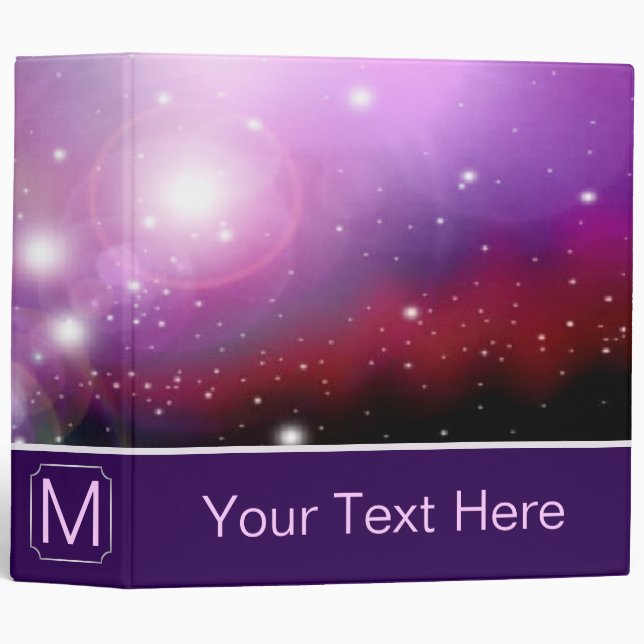 Purple Galaxy. Custom Monogram Binder (Front/Spine)