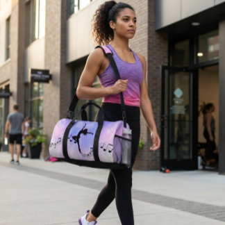 Purple Galaxy Dance with Musical Notes Duffle Bag