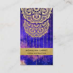 Purple Galaxy Faux Gold Foil Mandala Pattern Business Card