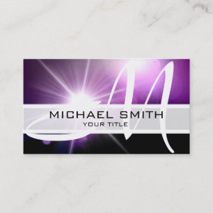 Purple Galaxy Modern Monogram #4 Business Card