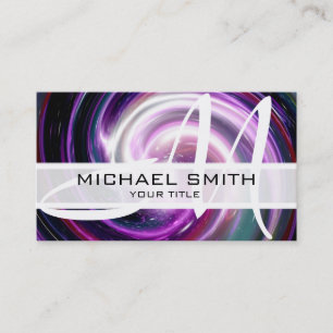 Purple Galaxy Modern Monogram #8 Business Card