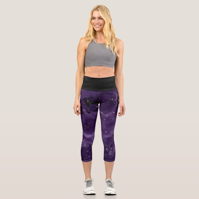 Purple Galaxy Series Design 8 Capri Leggings (Recto)