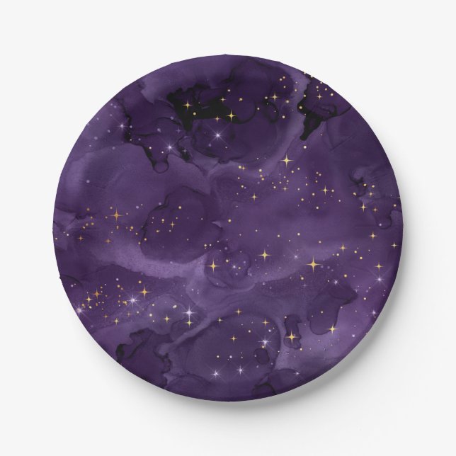 Purple Galaxy Series Design 8 Paper Plate (Front)