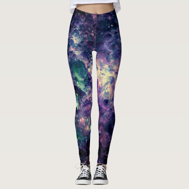 Purple Galaxy Space Rock Cool Leggings (Front)