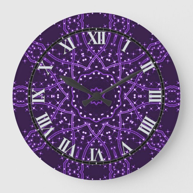 Purple Galaxy Stars Wall Clock (Front)
