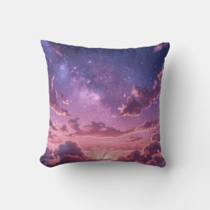 Purple Galaxy Sunset Throw Pillow