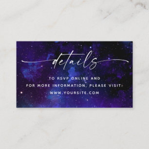 Purple Galaxy Wedding Details + QR Code. Celestial Enclosure Card