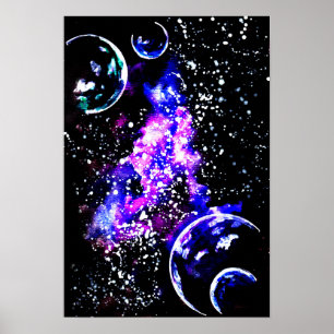 Purple Galaxy with Planets Poster