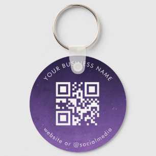 Purple Galaxy Your Custom Business Qr Code Scan Keychain