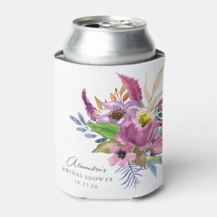 Purple Garden Floral Minimalist Custom Shower  Can Cooler