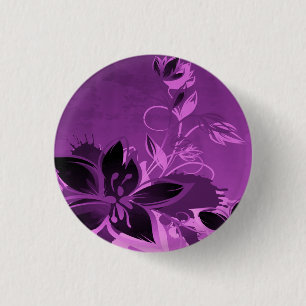 Purple Garden Flowers 1 Inch Round Button