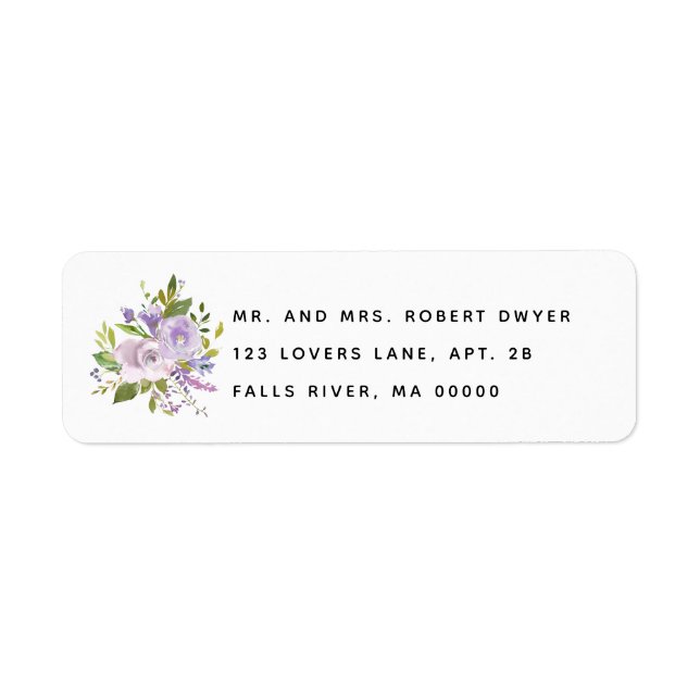 Purple Garden Rose Bouquet Adresse simple (Devant)