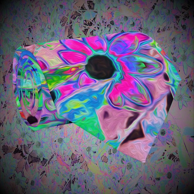 Purple Garden with Psychedelic Aquamarine Flowers Tie (Creator Uploaded)