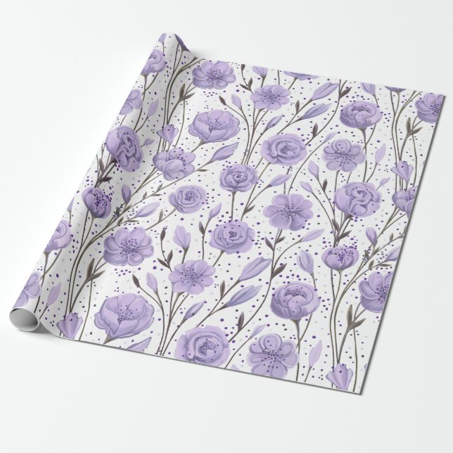 Purple Garden Wrapping Paper (Unrolled)