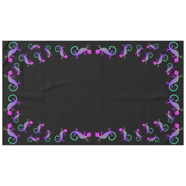 Purple Gecko Lizard on Black Tablecloth (Front (Horizontal))