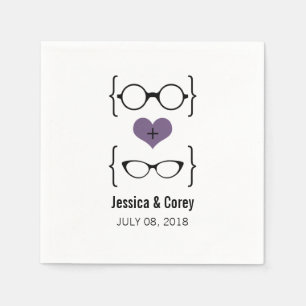 Purple Geeky Glasses Paper Napkins