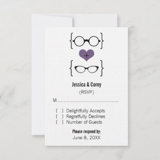Purple Geeky Glasses Response Card
