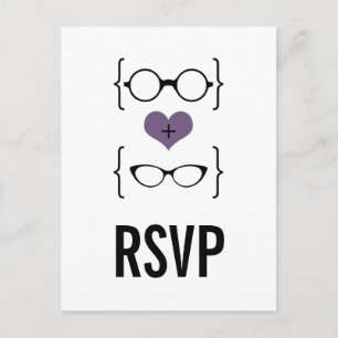 Purple Geeky Glasses RSVP Postcard