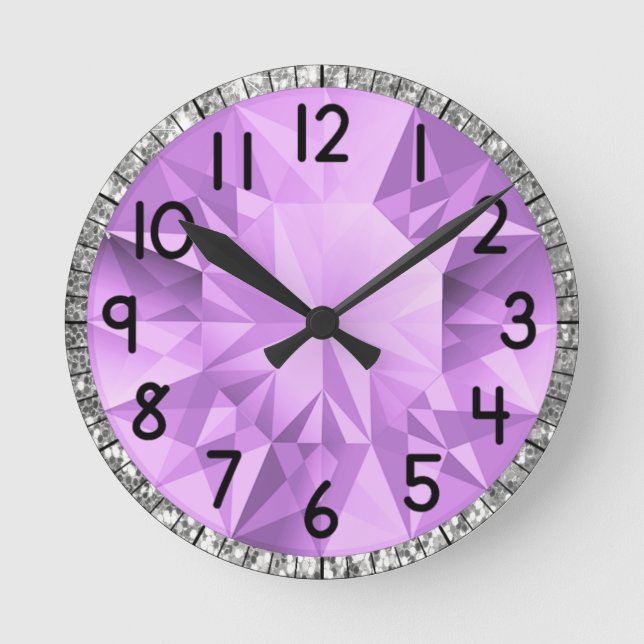 Purple Gem Round Clock (Front)