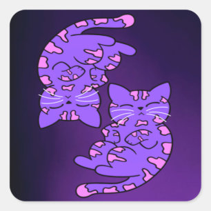 Purple Gemini Kittens Square Sticker