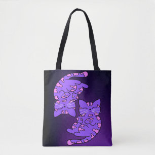 Purple Gemini Kittens Tote Bag