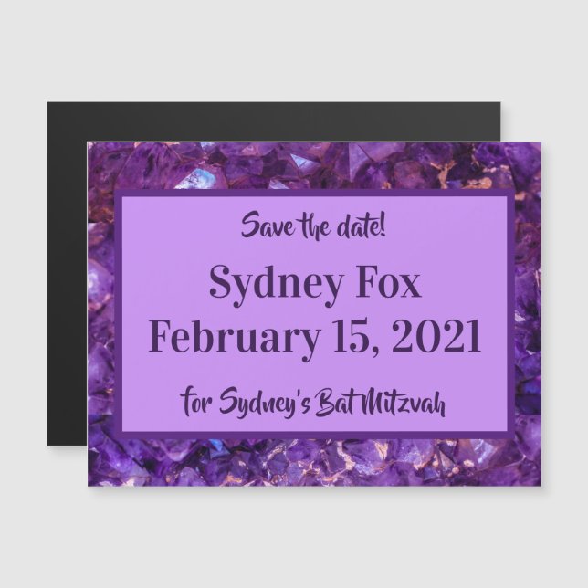 Purple Gems Save the Date Magnet (Front/Back)