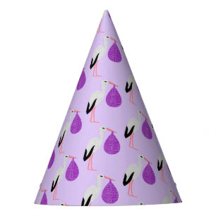 Purple gender neutral Baby Stork Baby Shower Party Hat