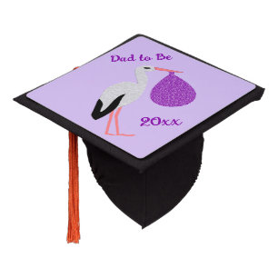 Purple gender neutral Baby Stork Custom Graduation Cap Topper