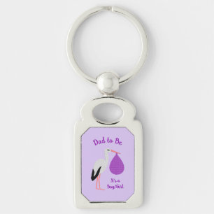 Purple gender neutral Baby Stork Gender Reveal Keychain