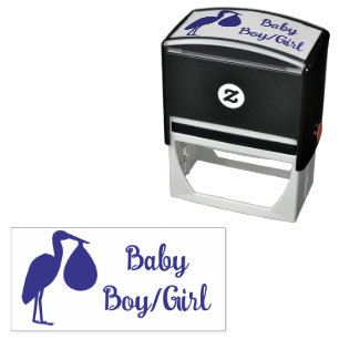 Purple gender neutral Baby Stork Gender reveal Self-inking Stamp